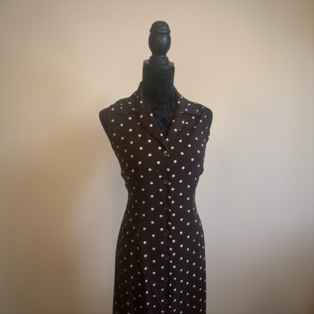 Vintage - Studio 1 Petit Brown Polka Dot Dress EUC - Picture 2 of 3